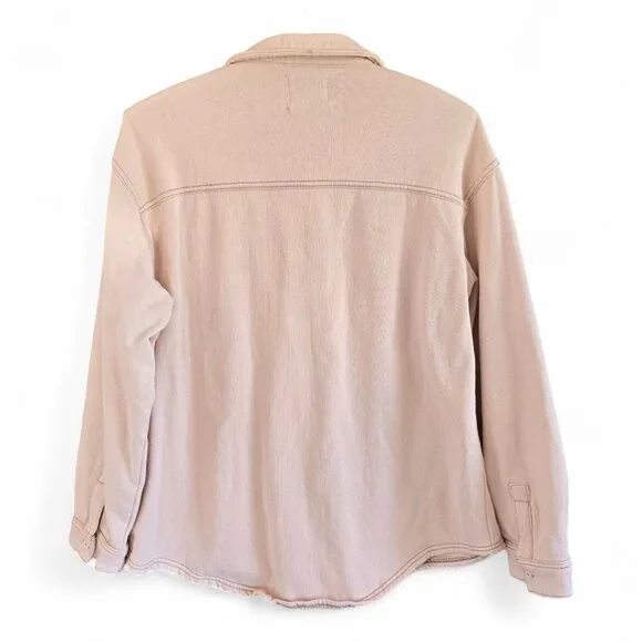 Urban Outfitters Womens Medium Button-Up Pink Shirt Jacket Sweat Shirt Knit - Picture 4 of 6